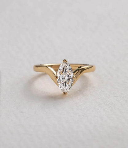 0.90ct marquise cut solitaire diamond ring, minimalist engagement ring, sparkling wedding ring, promise gift jewelry for women her