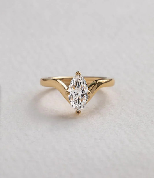 0.90ct marquise cut solitaire diamond ring, minimalist engagement ring, sparkling wedding ring, promise gift jewelry for women her
