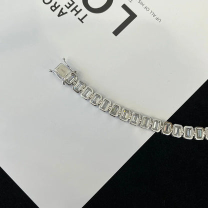 10.00tcw Emerald Lab Diamond Bezel Bracelet | D-E-F Color VVS–VS Clarity | IGI Certified | White Gold 