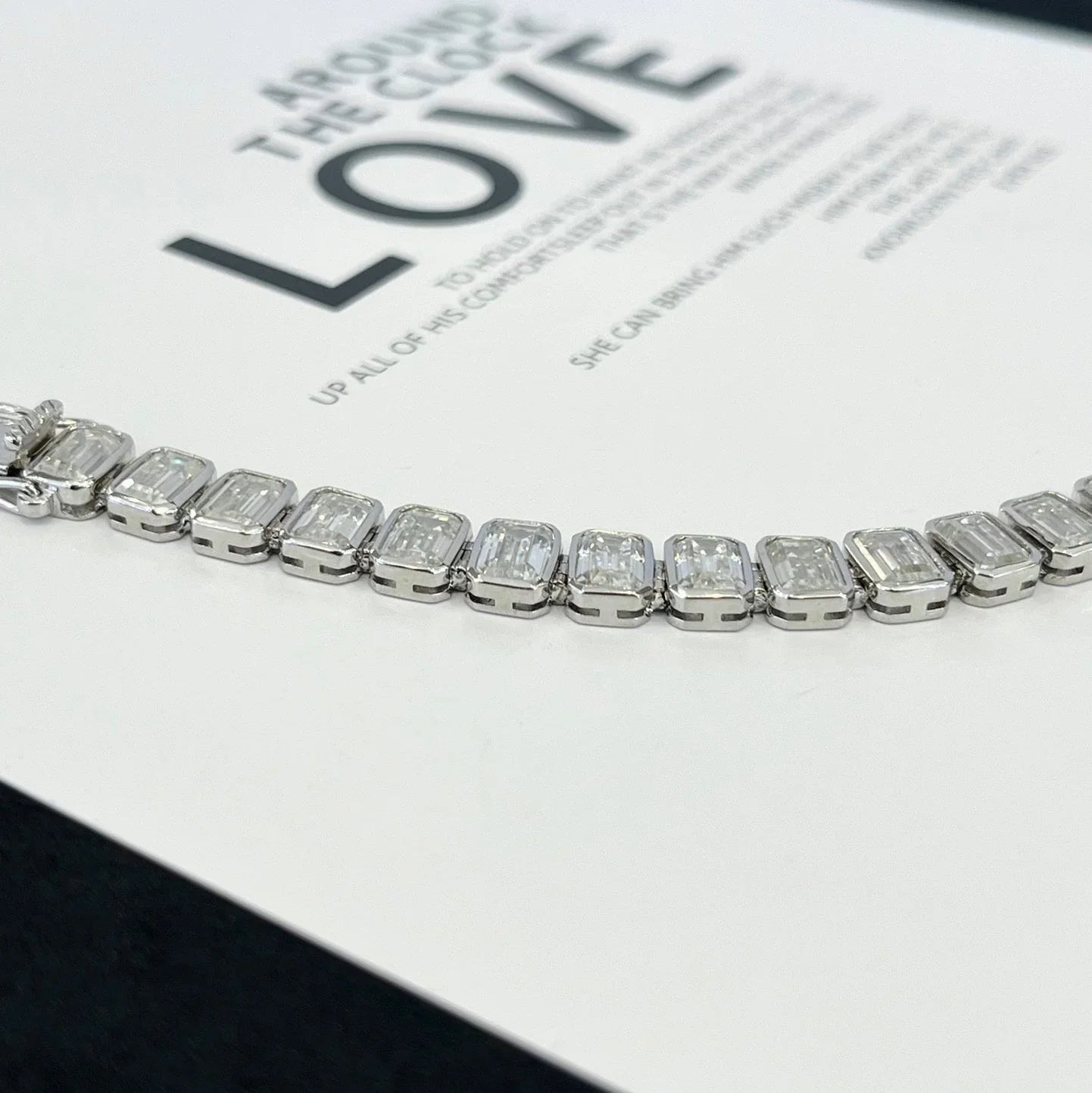 10.00tcw Emerald Lab Diamond Bezel Bracelet | D-E-F Color VVS–VS Clarity | IGI Certified | White Gold 