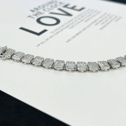10.00tcw Emerald Lab Diamond Bezel Bracelet | D-E-F Color VVS–VS Clarity | IGI Certified | White Gold 