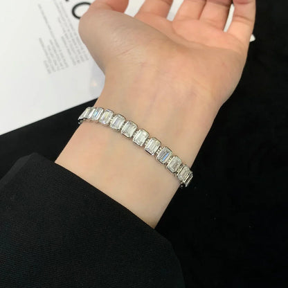 10.00tcw Emerald Lab Diamond Bezel Bracelet | D-E-F Color VVS–VS Clarity | IGI Certified | White Gold 