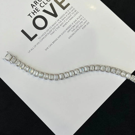 10.00tcw Emerald Lab Diamond Bezel Bracelet | D-E-F Color VVS–VS Clarity | IGI Certified | White Gold 
