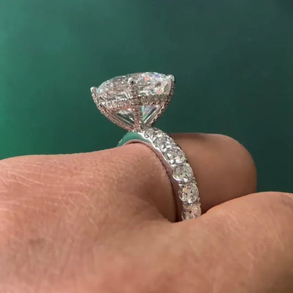 Luxury round lab diamond engagement ring, 10.50 TCW pavé setting, IGI certified, elegant bridal wedding jewelry, fine ring
