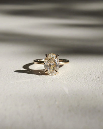 Oval cut solitaire engagement ring, 10ct diamond wedding ring, minimalist bridal jewelry, anniversary promise gift for her women