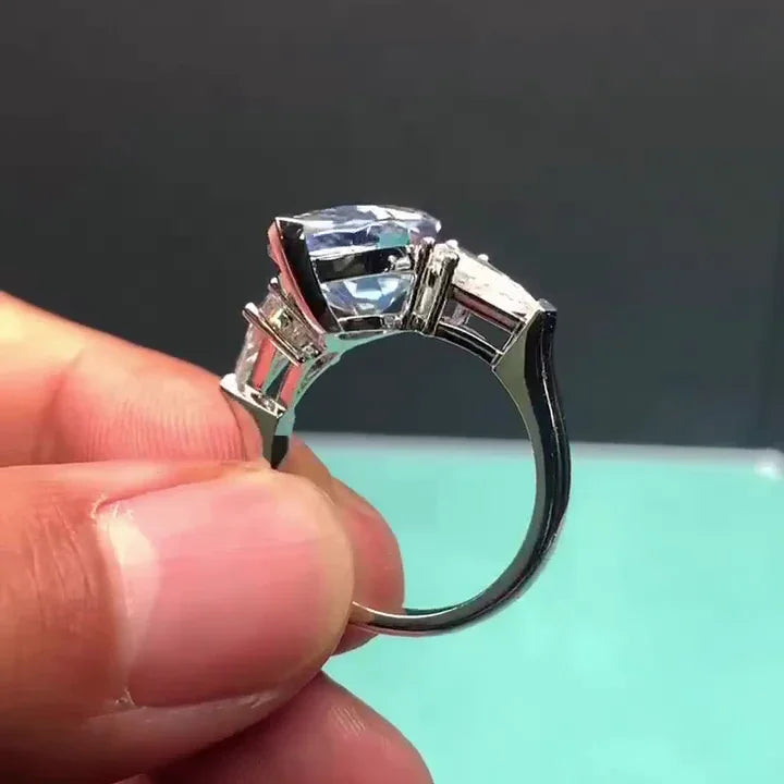 11.50 TCW Fancy Blue Marquise Lab Grown Diamond Engagement Ring | Three Stone Ring | IGI Certified 