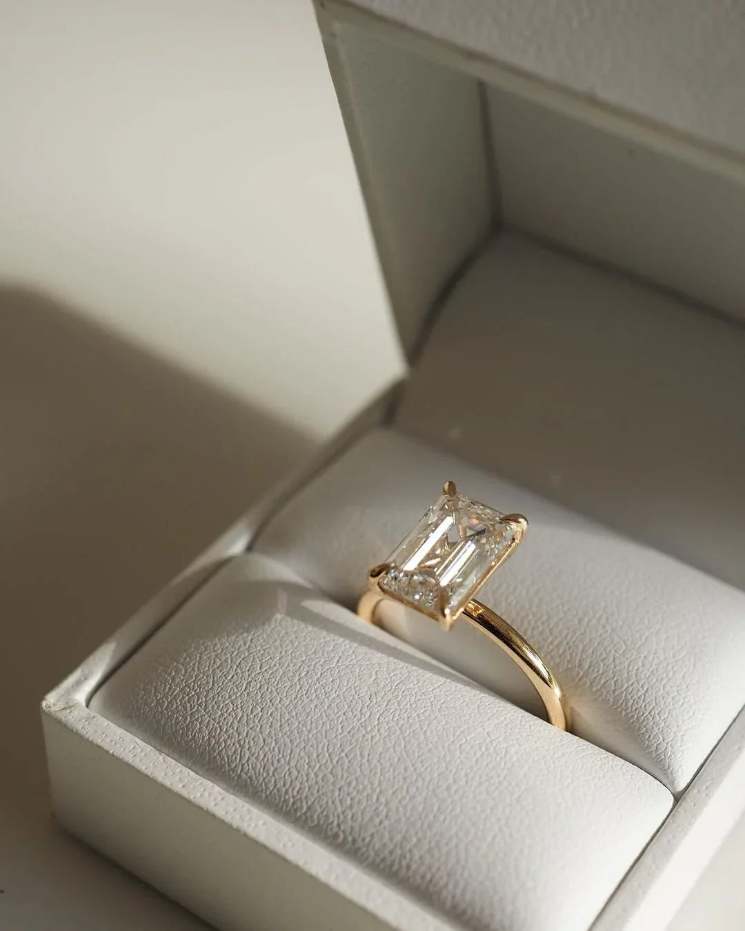 Emerald cut solitaire engagement ring, 13ct statement diamond ring, promise ring for her, luxury anniversary jewelry, classic bridal design