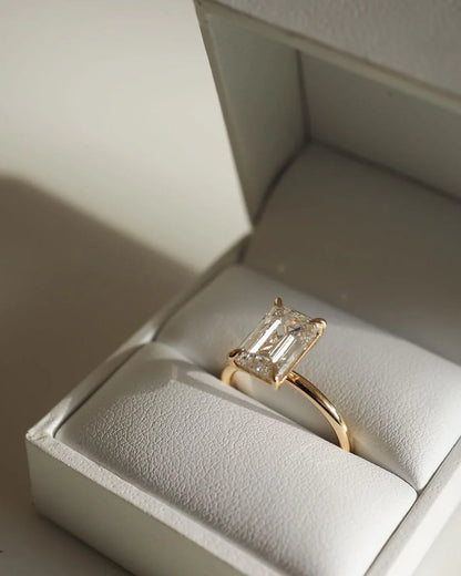 Emerald cut solitaire engagement ring, 13ct statement diamond ring, promise ring for her, luxury anniversary jewelry, classic bridal design