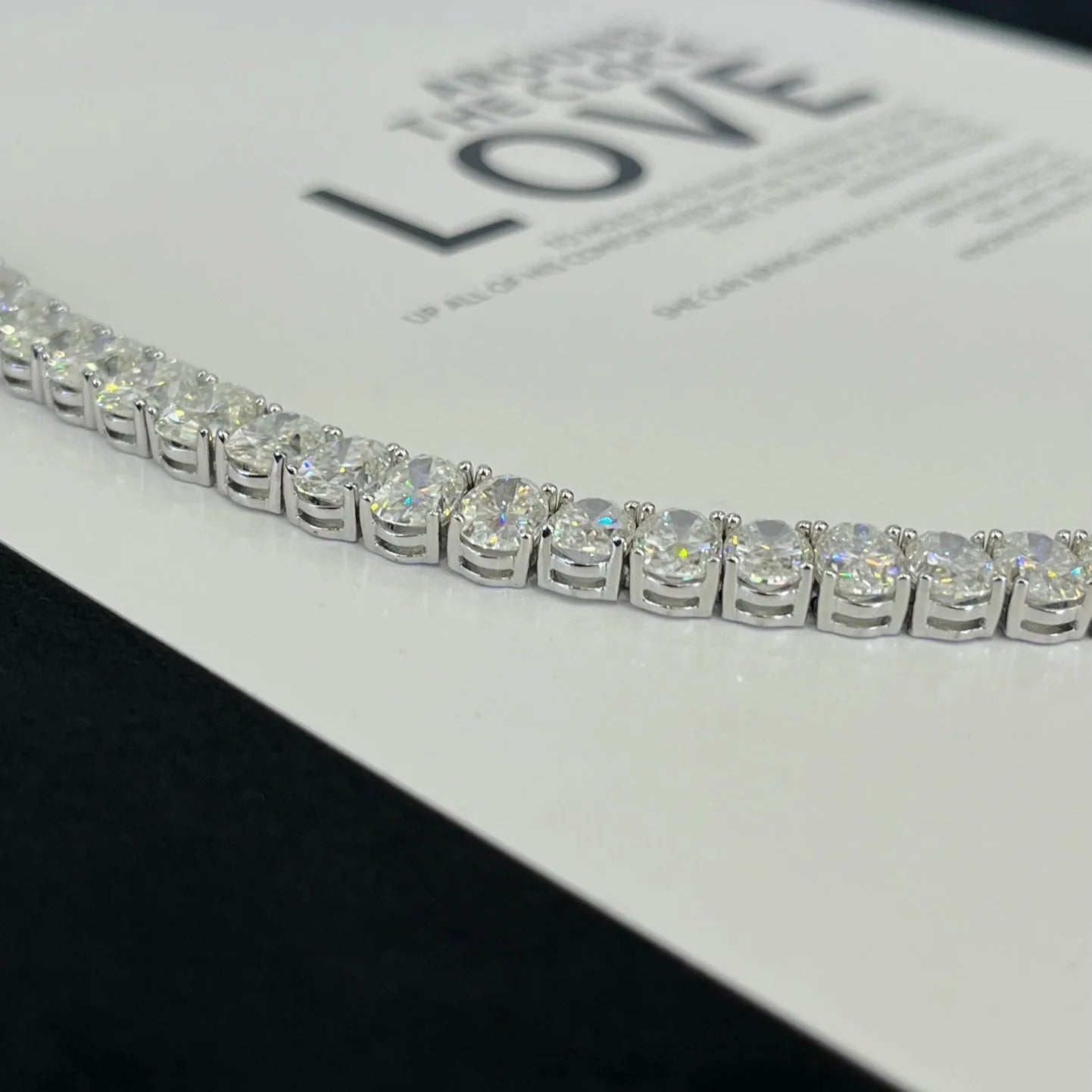 15.00tcw Oval Lab Diamond Tennis Bracelet | White Gold | DEF VVS–VS | IGI Certified 