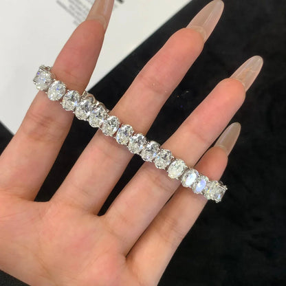 15.00tcw Oval Lab Diamond Tennis Bracelet | White Gold | DEF VVS–VS | IGI Certified 