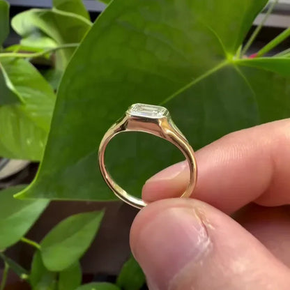 1.00ct Emerald Lab Grown Diamond Engagement Ring | Bezel Setting | IGI Certified 
