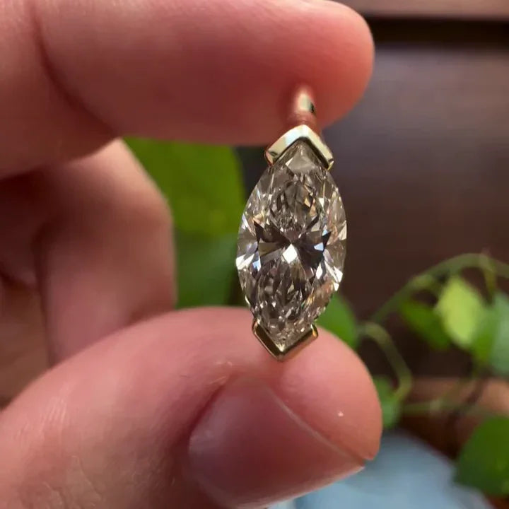1.00ct Marquise Lab Grown Diamond Engagement Ring | Cathedral Half Bezel Setting | IGI Certified 