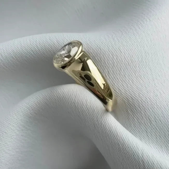 Oval cut lab grown diamond ring 1 carat, bezel set engagement ring, IGI certified solitaire jewelry, sustainable bridal proposal ring for women