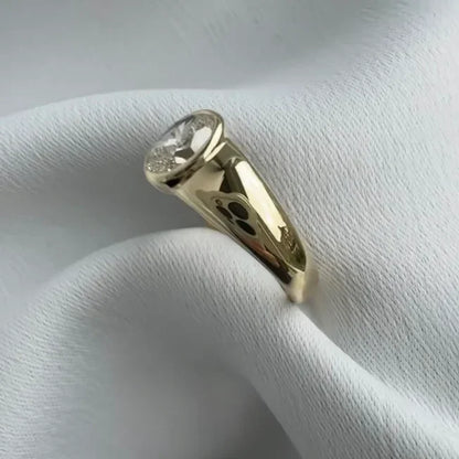 Oval cut lab grown diamond ring 1 carat, bezel set engagement ring, IGI certified solitaire jewelry, sustainable bridal proposal ring for women