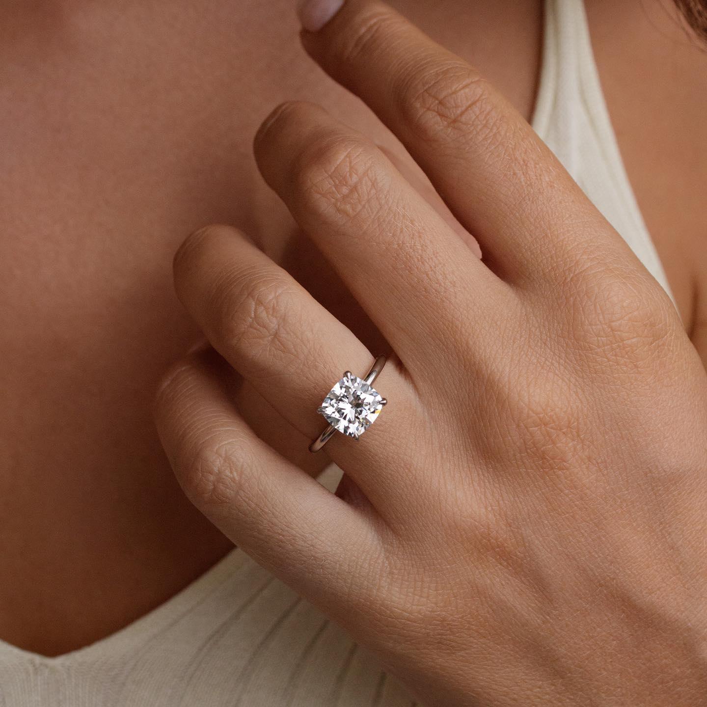 Cushion cut solitaire engagement ring 1.0ct, lab grown diamond, Chelsea setting, classic bridal ring, ethical jewelry, wedding gift for her
