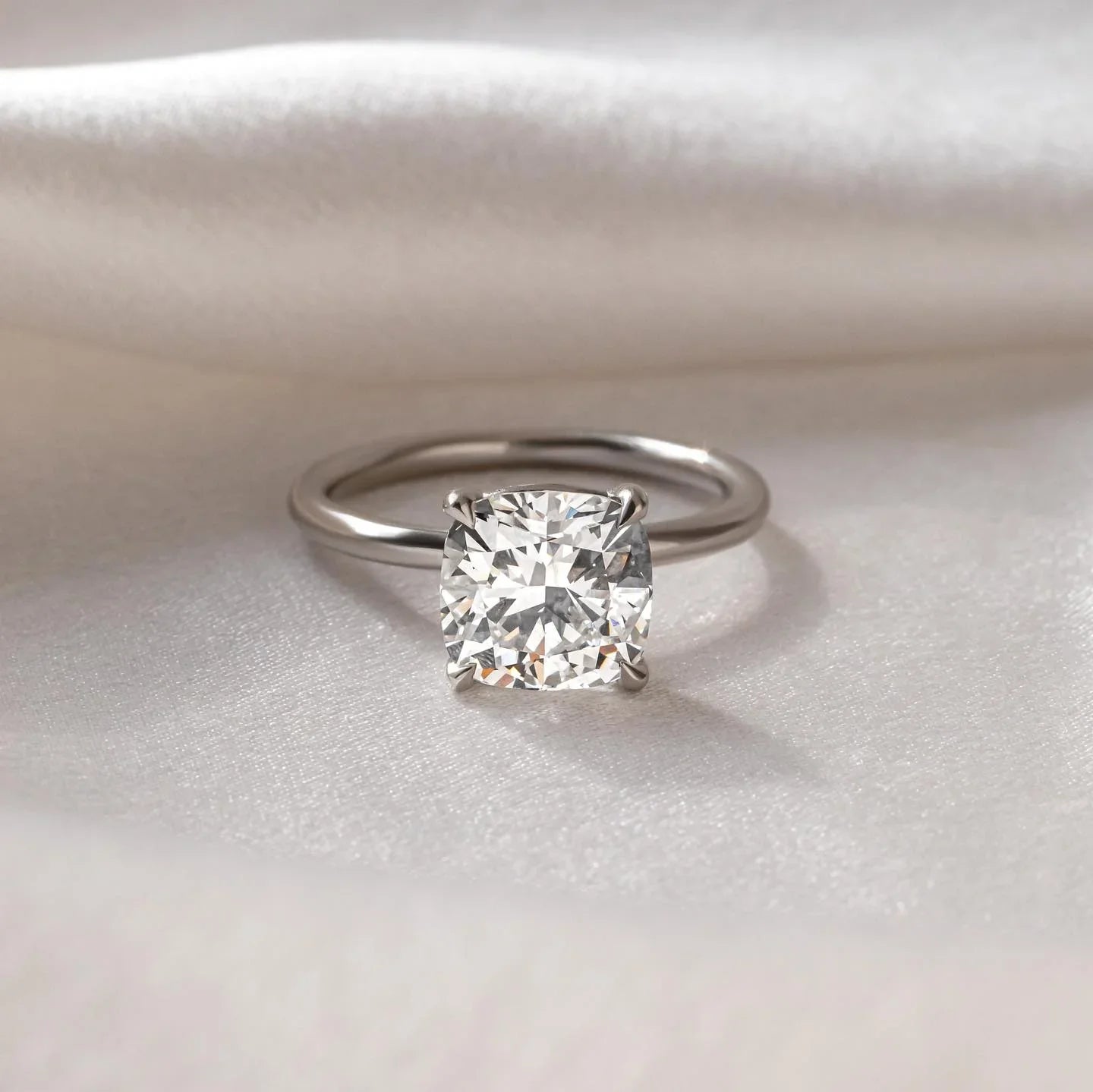 1.0ct Cushion Cut Solitaire Chelsea Setting Lab Grown Diamond Ring Classic Minimalist Engagement Ring and wedding gift or promise Gift her/women 
