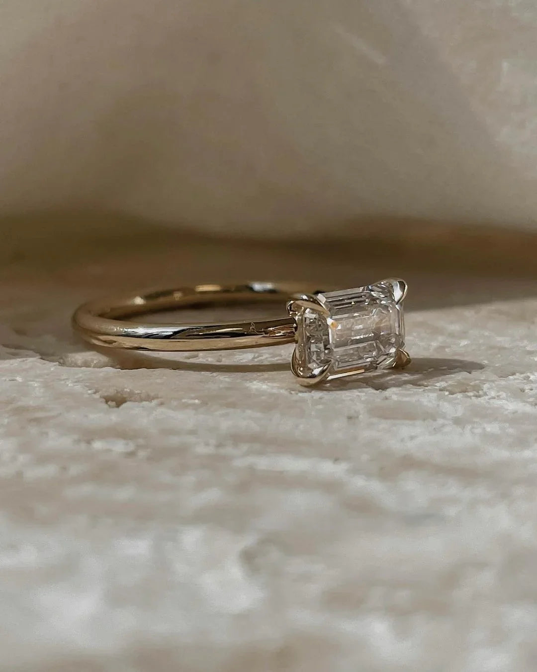 Luxurious emerald cut engagement ring 1ct, lab grown diamond solitaire, anniversary gift for her, classic bridal ring, modern fine jewelry
