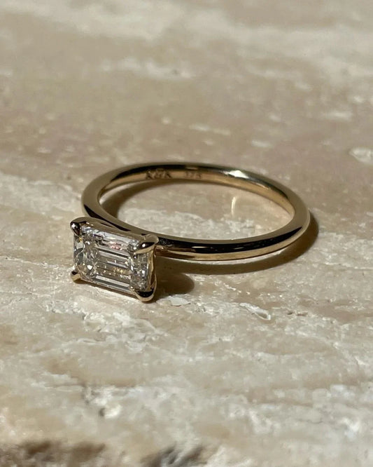 Emerald cut solitaire lab grown diamond ring 1.0ct, elegant engagement ring, luxury bridal jewelry, anniversary gift, ethical fine jewelry