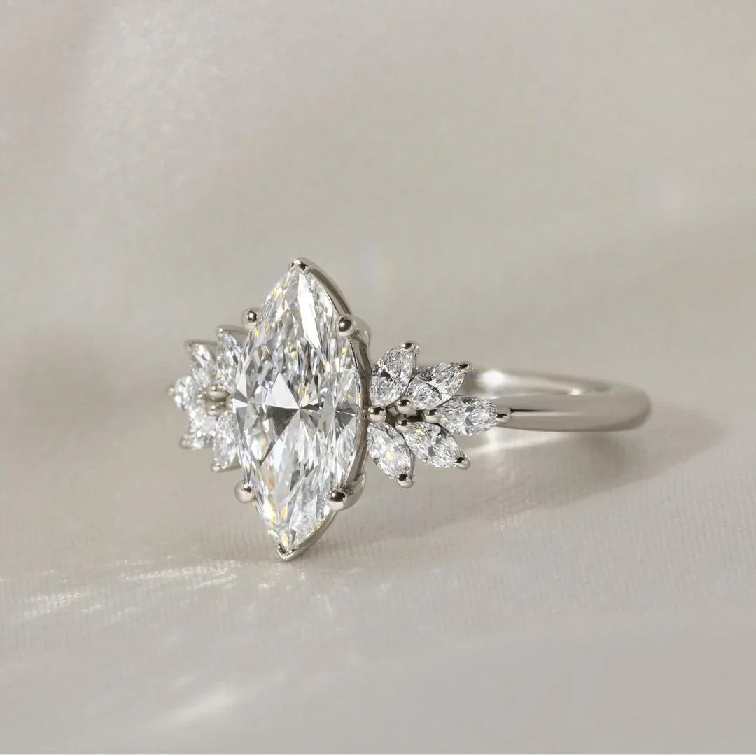 Luxurious marquise cut engagement ring 1ct, lab grown diamond solitaire, anniversary gift for her, modern bridal jewelry, fine diamond ring