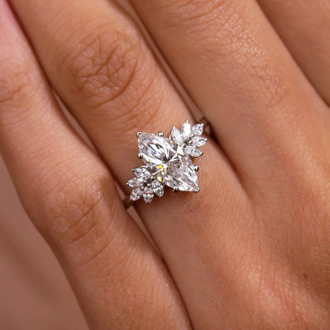 Marquise cut lab grown diamond wedding ring, 1ct solitaire engagement ring, elegant anniversary jewelry, sustainable luxury ring for women
