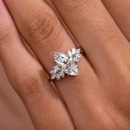 Marquise cut lab grown diamond wedding ring, 1ct solitaire engagement ring, elegant anniversary jewelry, sustainable luxury ring for women