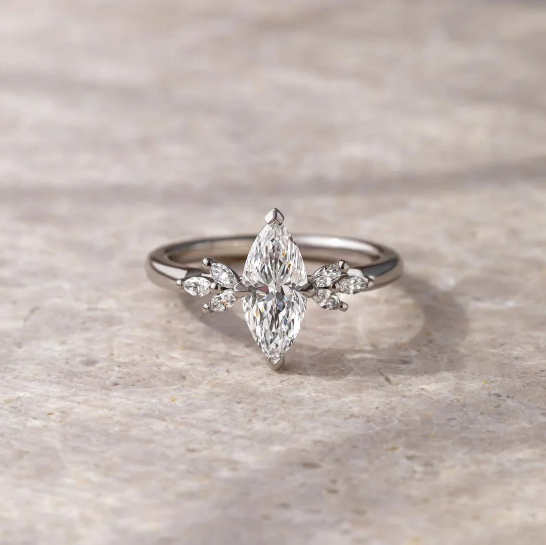 1ct marquise cut lab grown diamond ring, luxury engagement ring, solitaire wedding band, anniversary gift, ethical bridal jewelry for women