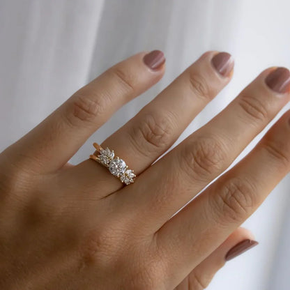 IGI certified 1ct round lab grown diamond ring, marquise side stone engagement ring, Anastasia setting, luxury bridal jewelry, promise ring