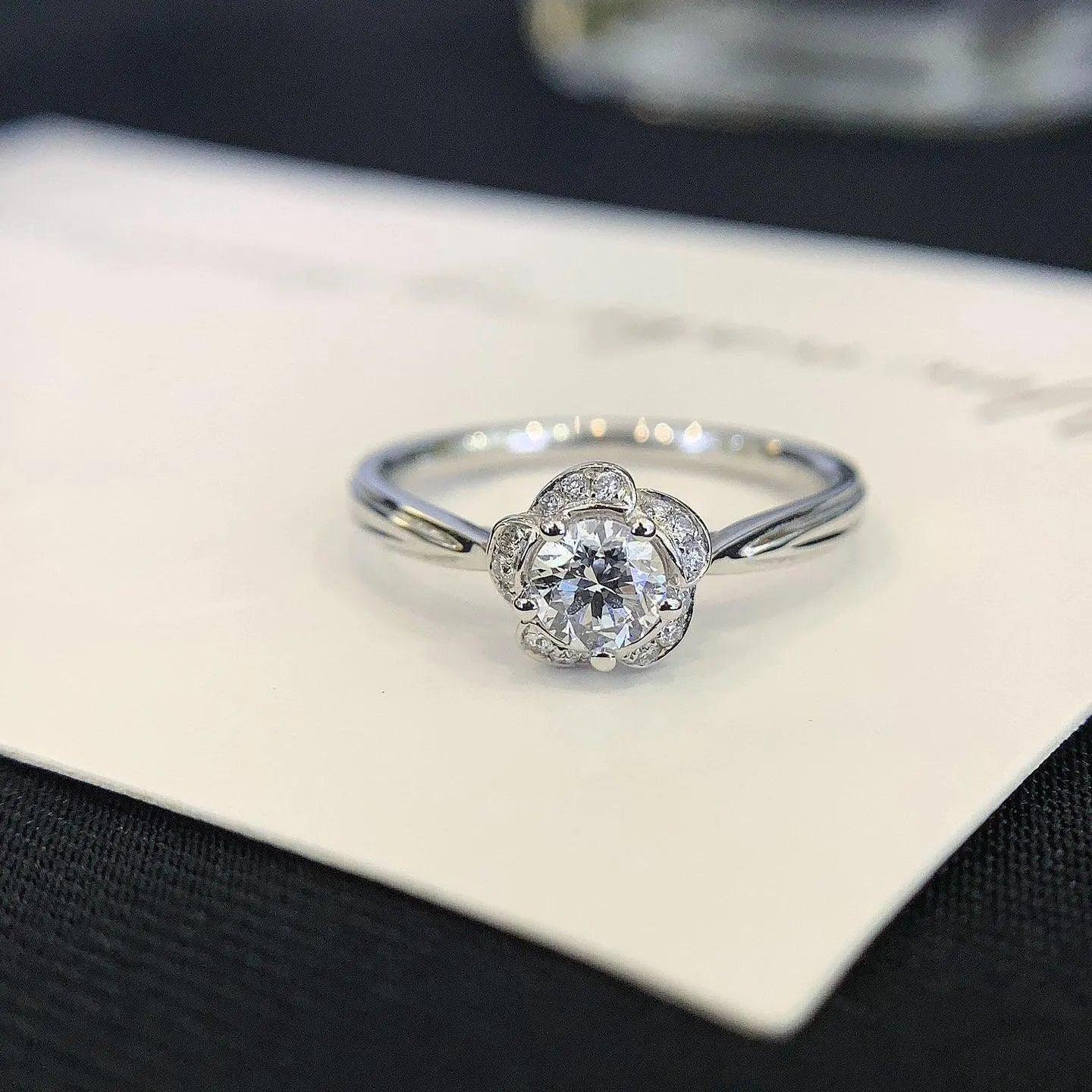 1.10 TCW Round Lab Grown Diamond Engagement Ring | Halo Cathedral Ring | IGI Certified 