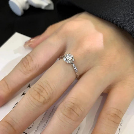 1.10 TCW round lab grown diamond engagement ring, halo cathedral setting, IGI certified, bridal ring, white gold jewelry, wedding ring