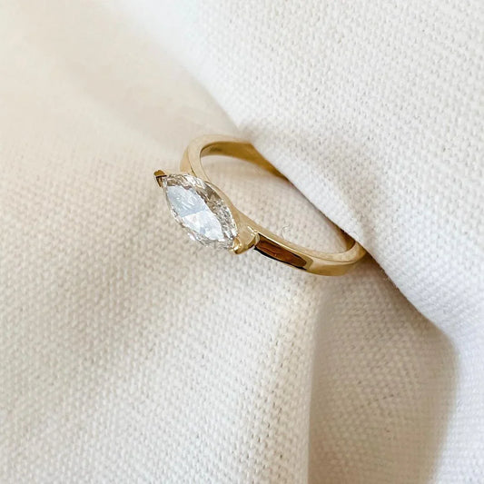 Marquise cut lab created diamond solitaire ring 1.10ct, luxury engagement ring, wedding ring, anniversary jewelry, bridal gift for women