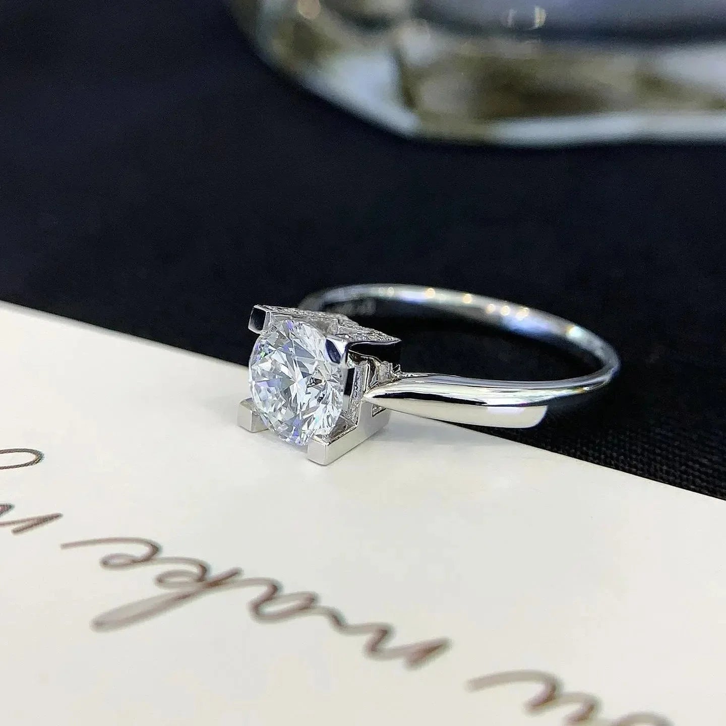 Luxury 1.10TCW round brilliant lab grown diamond ring, pavé solitaire design, IGI certified bridal ring, anniversary gift jewelry