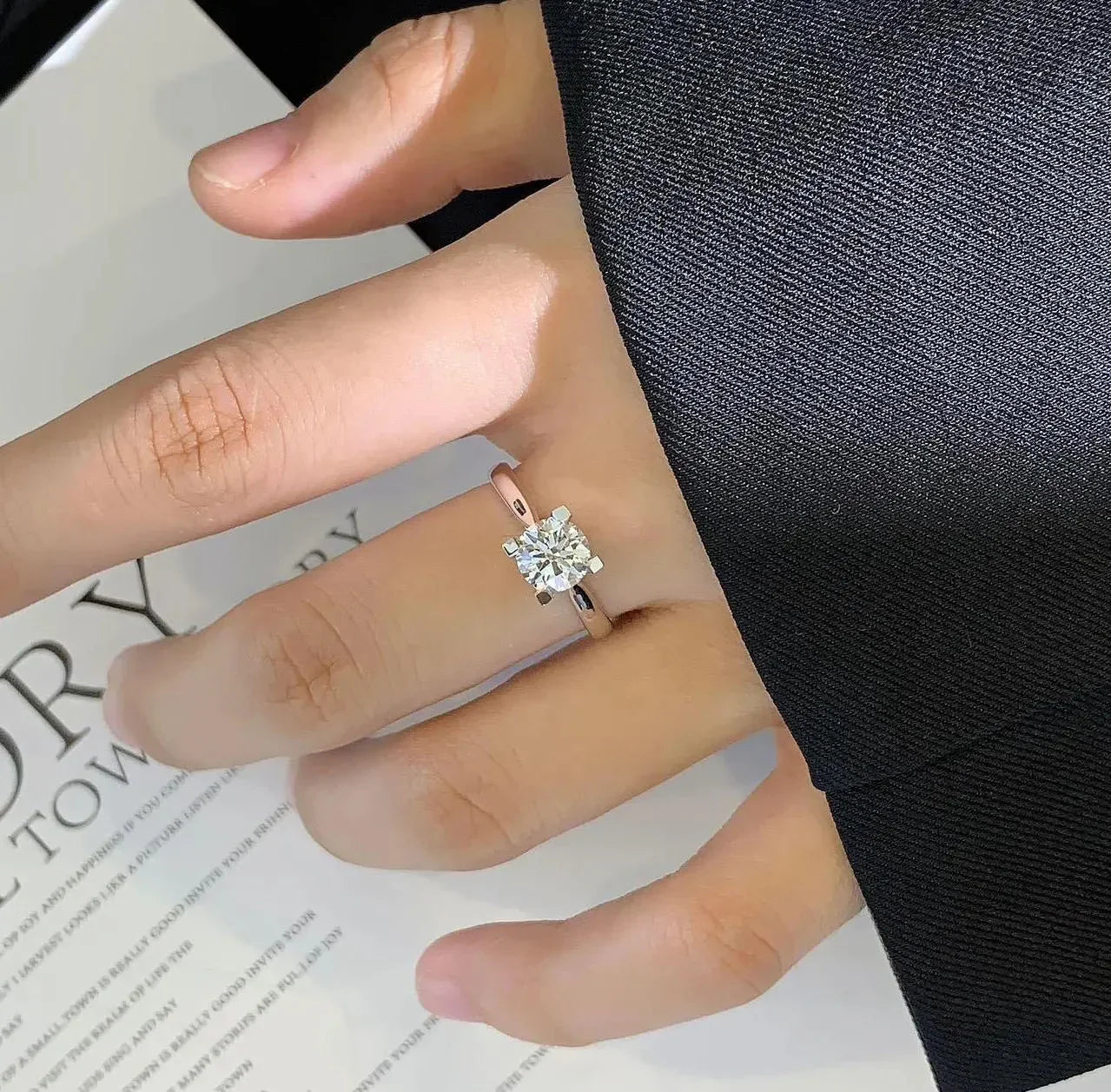1.10TCW Round Lab Grown Diamond Engagement Ring | Pavé Solitaire Setting with 1ct Center | IGI Certified 
