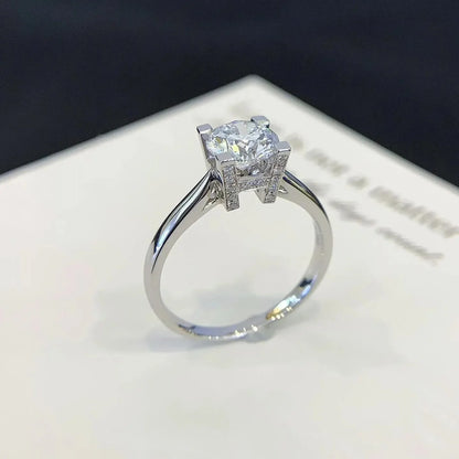 1.10TCW Round Lab Grown Diamond Engagement Ring | Pavé Solitaire Setting with 1ct Center | IGI Certified 