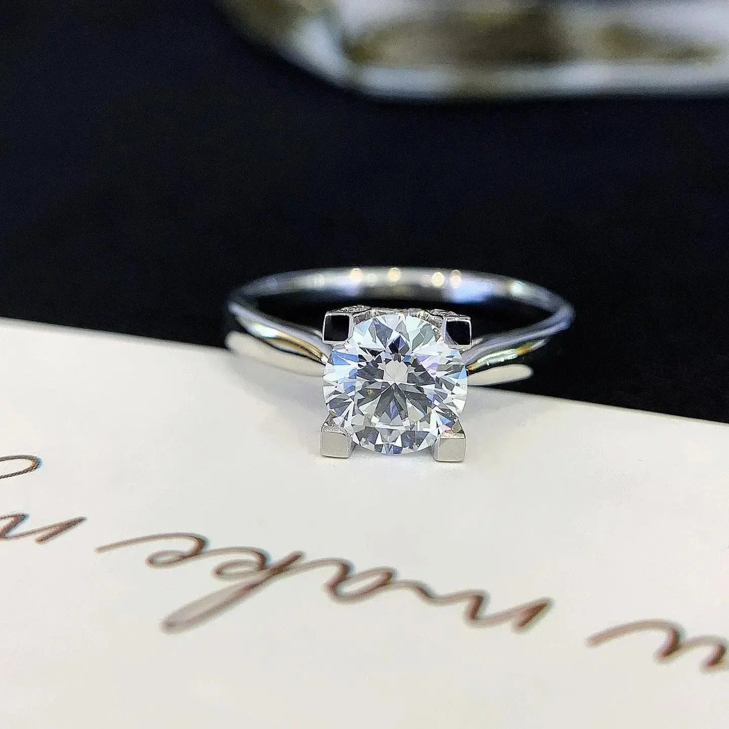 1.10TCW round lab grown diamond engagement ring, pavé solitaire setting, 1ct center stone, IGI certified, bridal jewelry, wedding ring