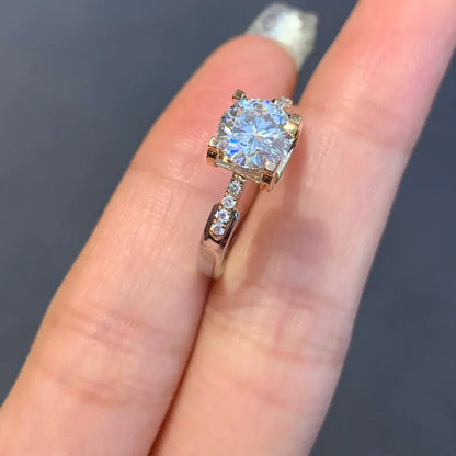 IGI certified round lab grown diamond ring, 1.10TCW two tone gold engagement ring, eco friendly bridal jewelry, promise wedding ring