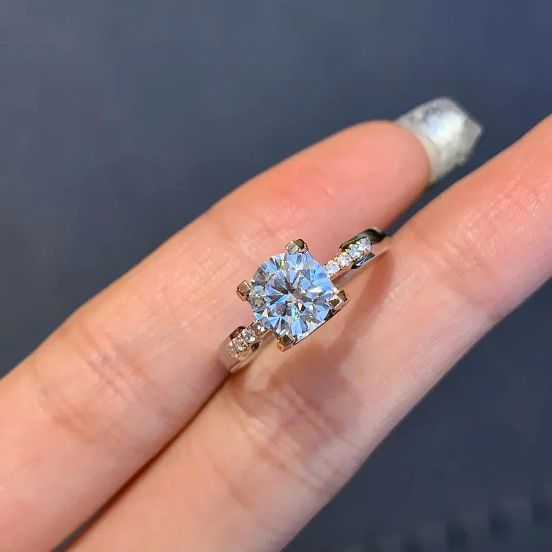 Round lab grown diamond engagement ring, 1.10TCW two tone gold ring, IGI certified, solitaire bridal jewelry, ethical diamond wedding ring
