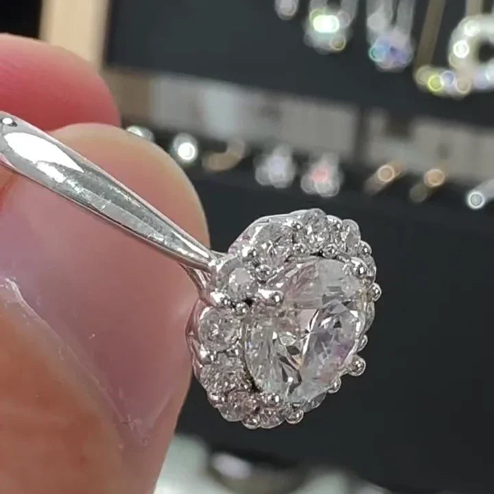 Round lab grown diamond halo engagement ring, 1.15TCW cathedral setting, IGI certified diamond ring, elegant bridal jewelry, wedding ring