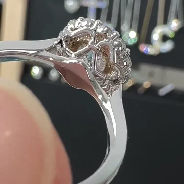 IGI certified round cut lab grown diamond ring, 1.15TCW halo cathedral engagement ring, eco friendly bridal jewelry, luxury wedding band