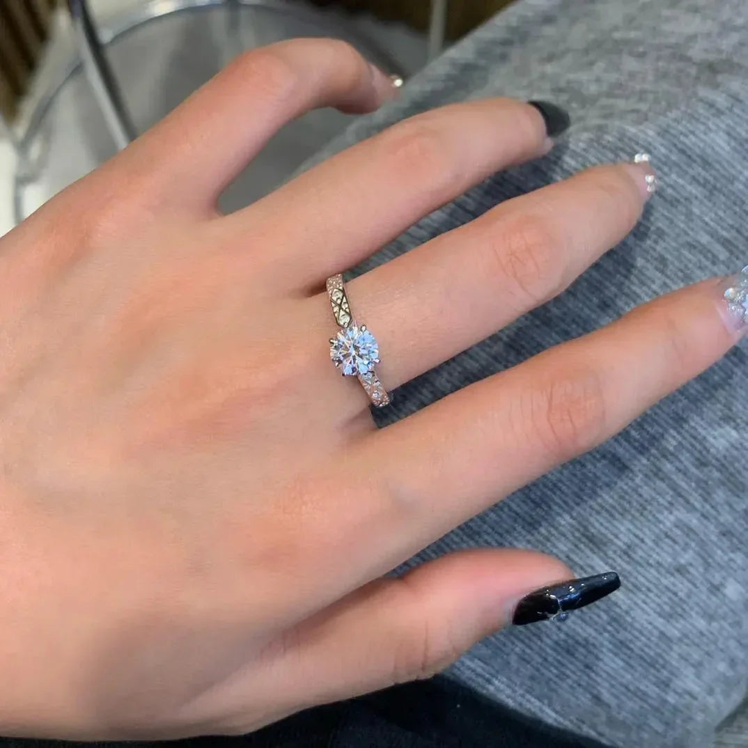 Classic cathedral round lab grown diamond engagement ring, 1.20TCW IGI certified bridal jewelry, elegant luxury wedding ring