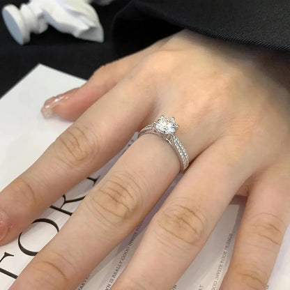 IGI certified round lab grown diamond ring, 1.20TCW cathedral engagement ring, double band bridal jewelry, luxury wedding ring