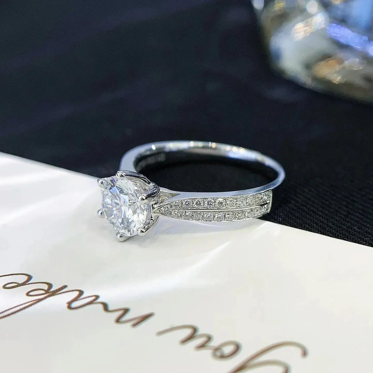 Double band cathedral round lab grown diamond engagement ring, 1.20TCW IGI certified bridal jewelry, timeless luxury ring