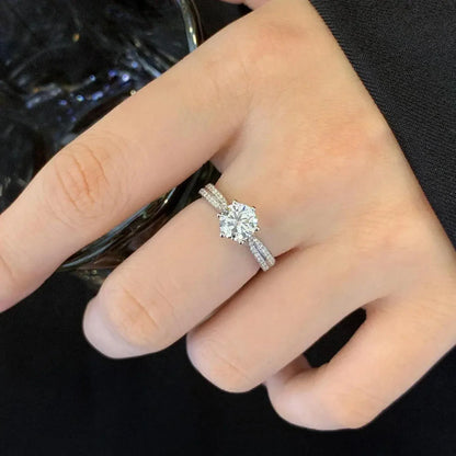 1.20 TCW Round Lab Grown Diamond Engagement Ring | Double Band Cathedral Ring | IGI Certified 