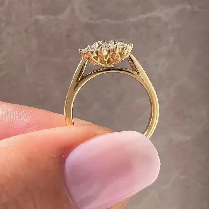 Halo cathedral round lab grown diamond engagement ring, 1.20TCW IGI certified bridal jewelry, timeless luxury wedding ring