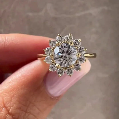 1.20 TCW Round Lab Grown Diamond Engagement Ring | Halo Cathedral Setting | IGI Certified 
