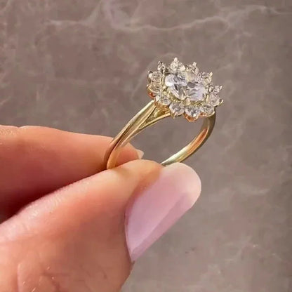1.20TCW round lab grown diamond engagement ring, halo cathedral setting, IGI certified bridal jewelry, luxury wedding ring design
