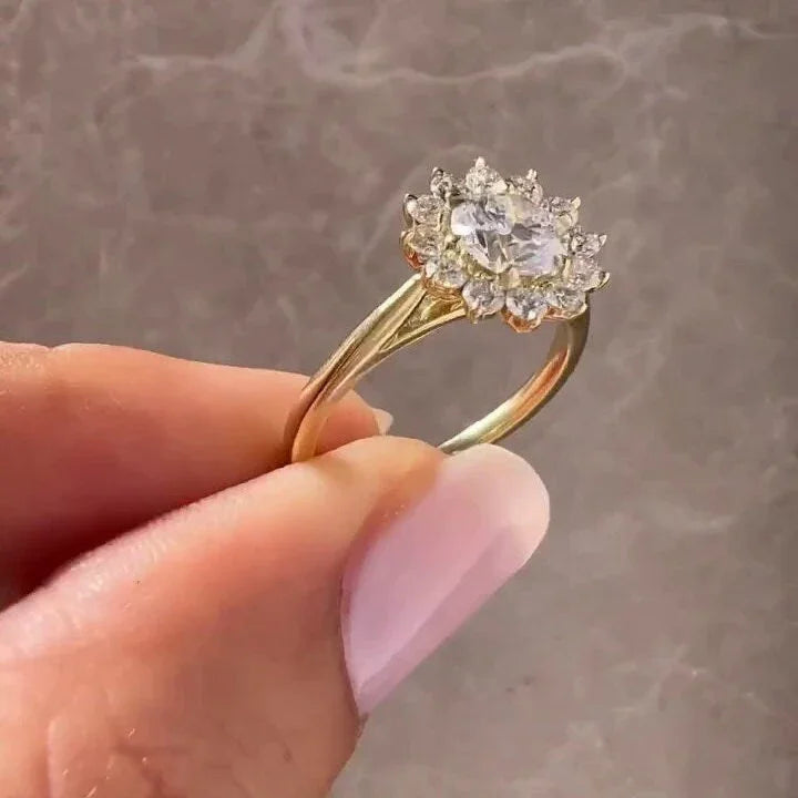 1.00 CT Round Lab Grown Diamond Engagement Ring | Halo Cathedral Setting | Vintage Ring | IGI Certified