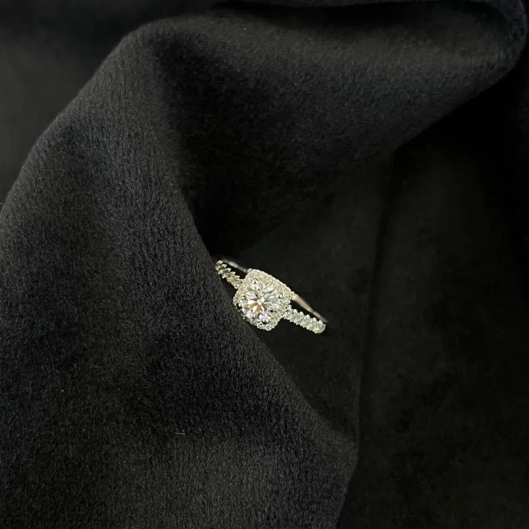 Round lab created diamond halo engagement ring, 1.20TCW pavé cathedral ring, IGI certified, elegant bridal wedding jewelry