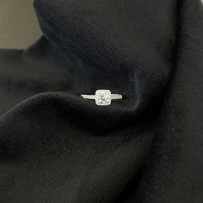 1.20 TCW Round Lab Grown Diamond Engagement Ring | Pavé Halo Cathedral Ring | IGI Certified 