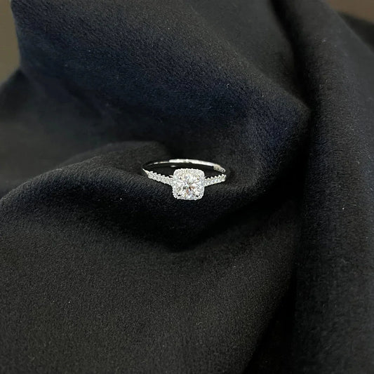 1.20TCW round lab grown diamond engagement ring, pavé halo cathedral setting, IGI certified bridal jewelry, luxury wedding ring