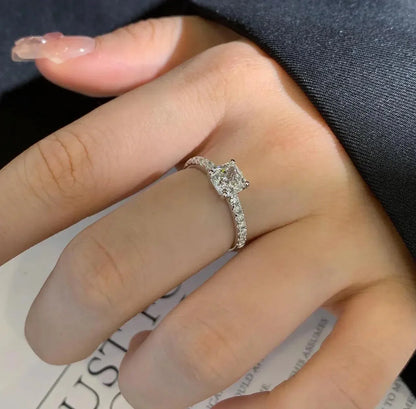 Cushion cut lab created diamond engagement ring, 1.00 CT basket solitaire pavé ring, IGI certified, elegant bridal jewelry